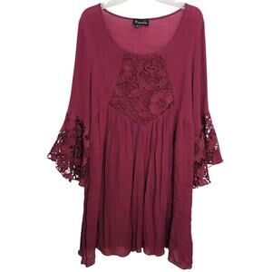 Frazzle Bohemian Gauzy‎ Dress XL Lace Boho Summer Festival Renaissance Flowy